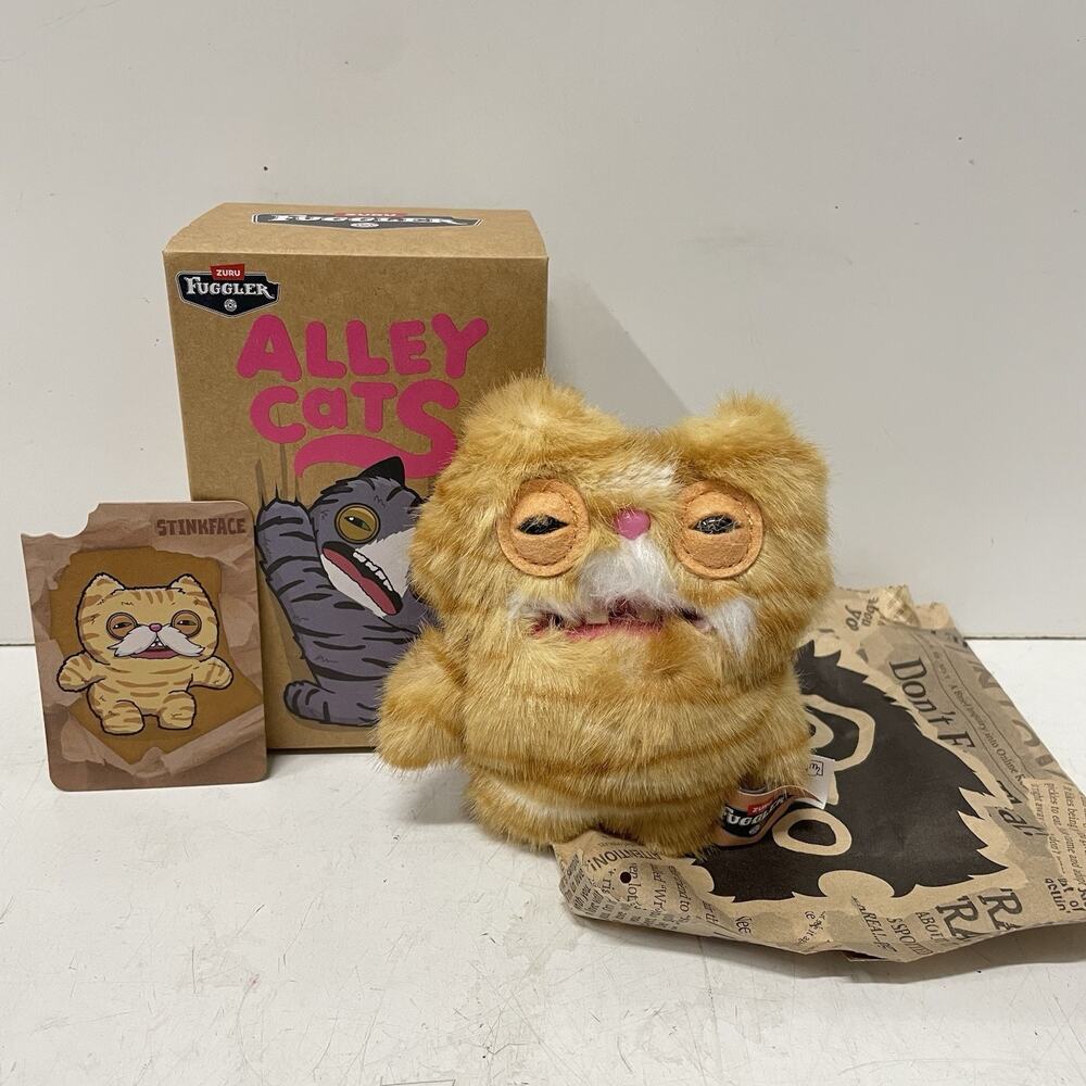 Zuru Fuggler Alley Cats Plush Keychain Charm Blind Box Tabby STINKFACE New Open